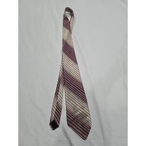 Colosseo di Roma Tie Acetate Pink Gray Stripe Italy 57x4 (4a)